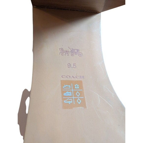 EUC COACH Mandy Sandals - Studded Beige & Gold Metallic Leather Heels - Sz 9.5 - Picture 12 of 16